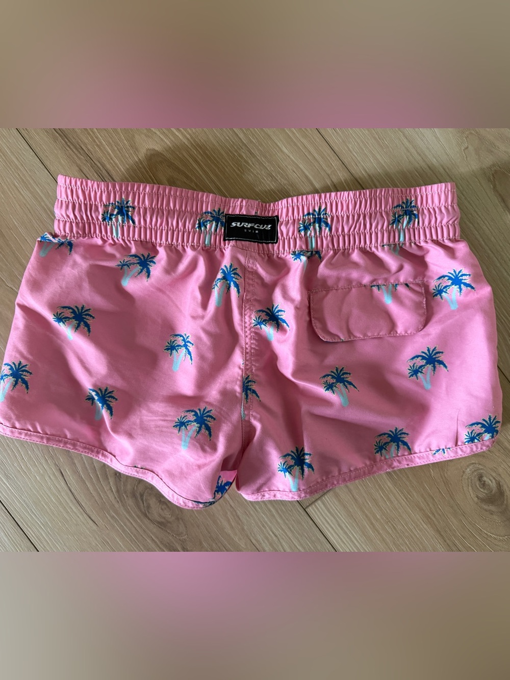 Surf-Club Pink Palm-Print Women's Swim Coverup Shorts Size S